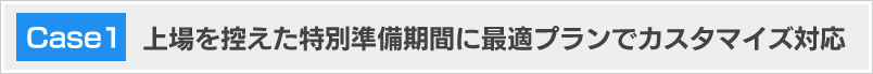 上場を控えた特別準備期間に最適プランでカスタマイズ対応